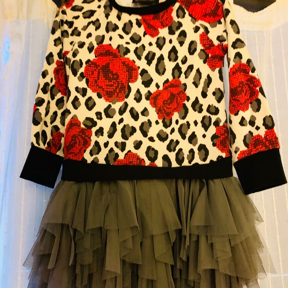 Biscotti Leopard Red Rose Tulle Tutu Dress